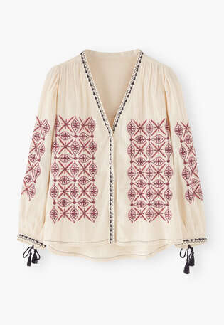 Embroidered blouse, Ecru, webstill