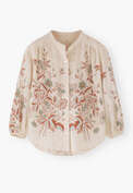 Printed boyfriend blouse, Ecru rust, webstill