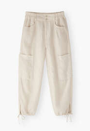 Tie-leg trousers, Ivory, webstill