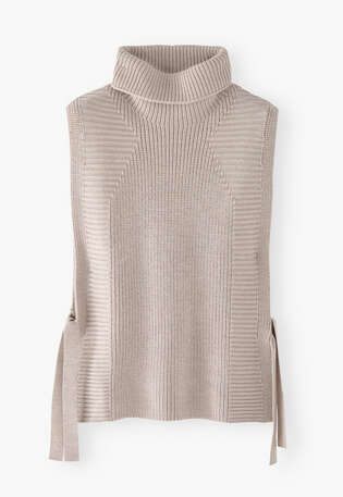 Roll-neck tabard, Ecru, webstill
