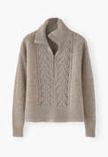 Zip-neck sweater, Mink, webstill