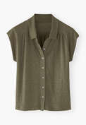 Sleeveless collared top, Moss, webstill