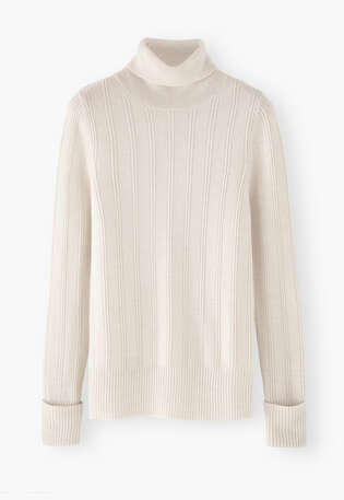 Roll-neck sweater, Ivory, webstill