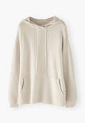 Knitted hoodie, Ecru, webstill