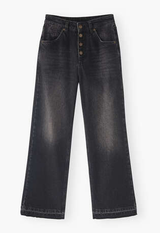 Let-down hem jeans, Washed black, webstill