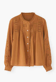 Lace pintuck blouse, Tan brown, webstill