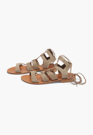 Lace-up sandals, Taupe, webstill