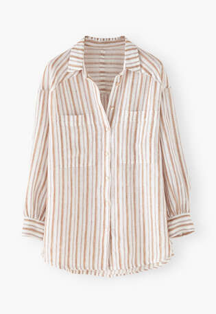 Oversized striped shirt, Spicy ecru, webstill