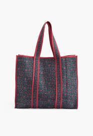 Printed quilted bag, Raspberry petrol, webstill