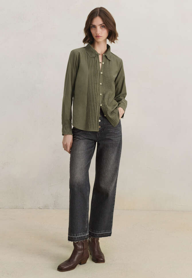 Pleated blouse, Dark moss, completeTheLook