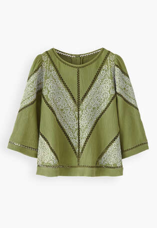 Embroidered top, Leaf green, webstill