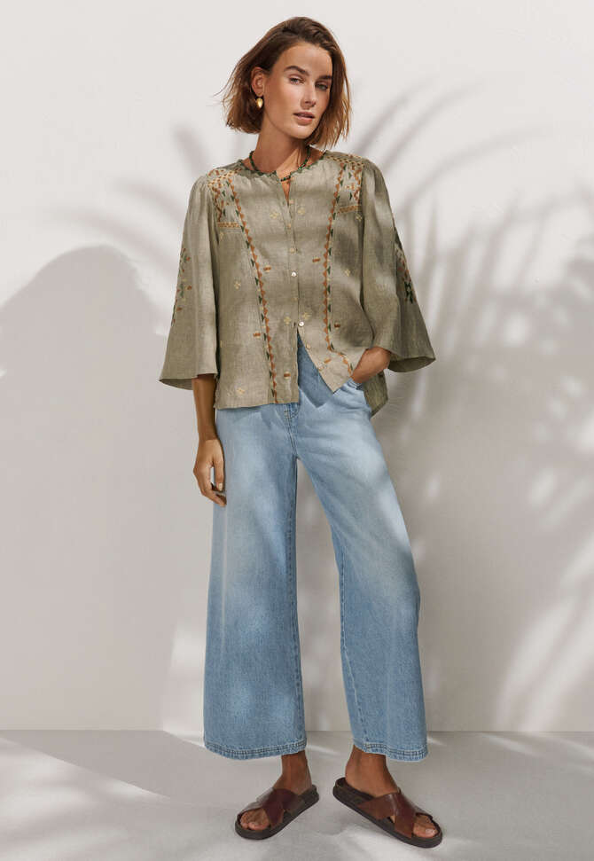 Wide-leg cropped jeans, Light wash, completeTheLook