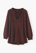 Notch-neck blouse, Burnt chestnut, webstill