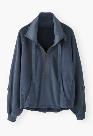 Funnel-neck sweatshirt, Dark denim, webstill