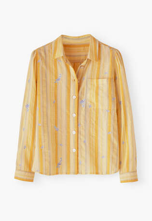 Embroidered striped shirt, Sunshine yellow, webstill