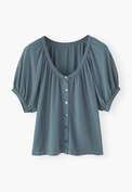 Button-through top, Stone blue, webstill