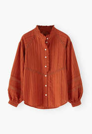 Tuck-detail blouse, Red orange, webstill