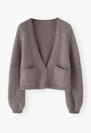 Cropped cardigan, Grey smoke, webstill