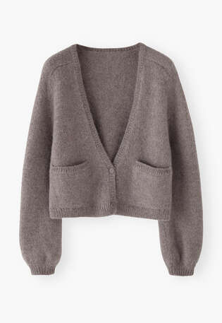 Cropped cardigan, Grey smoke, webstill