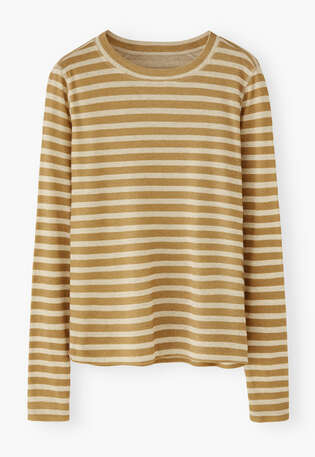 Printed striped top, Ivory gold, webstill