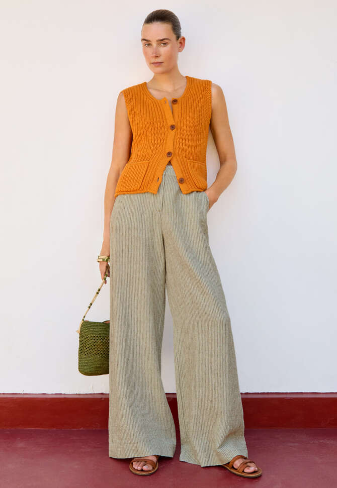 Wide-leg trousers, Khaki, completeTheLook