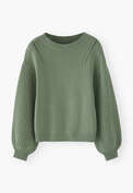 Pointelle sleeve sweater, Sage, webstill