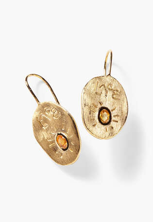 Orange sapphire earring, Gold, webstill