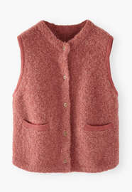 Boucl&eacute; knitted gilet, Berry twist, webstill