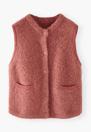 Boucl&eacute; knitted gilet, Berry twist, webstill