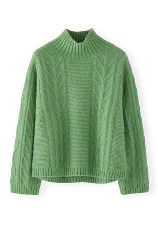 Cable-knit sweater, Green, webstill