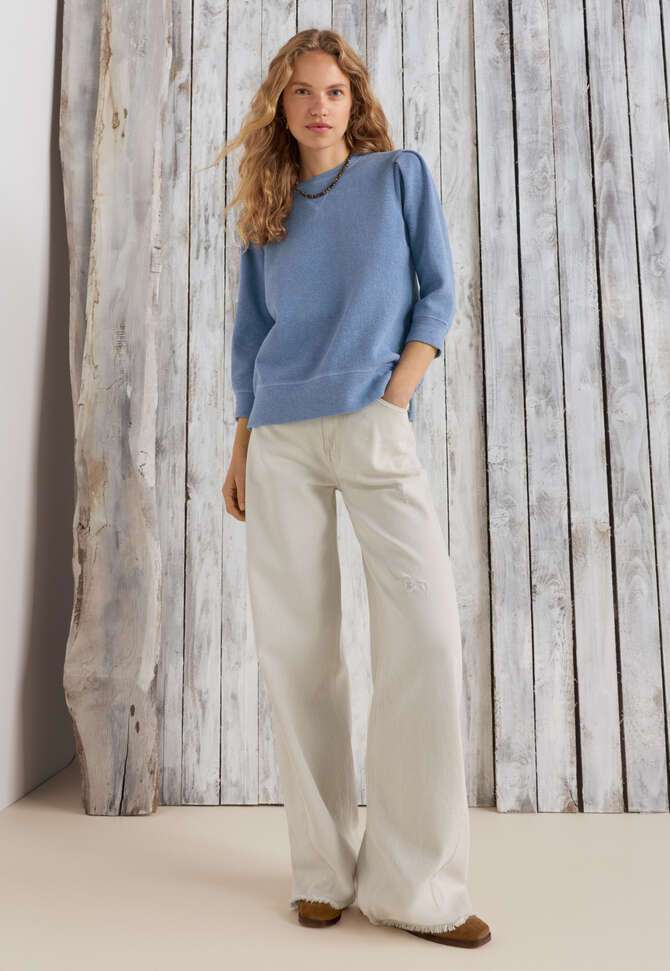 Pleat-sleeve sweatshirt, Cornflower, completeTheLook