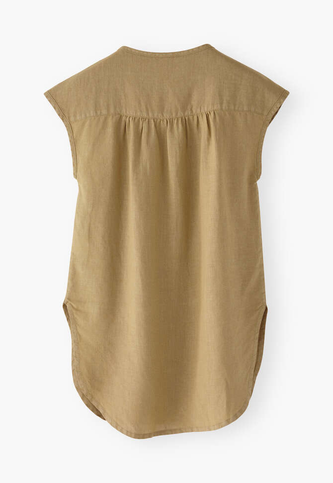 Embroidered cap-sleeve blouse, Olive, completeTheLook
