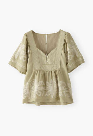Embroidered blouse, Sage, webstill