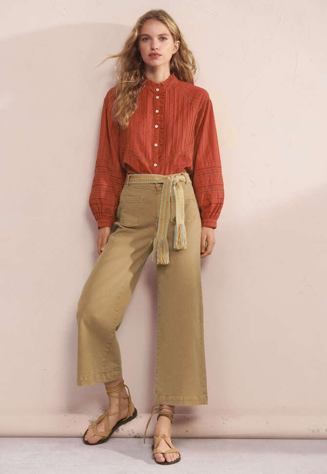 Cropped wide-leg trousers, Toasted oat, completeTheLook