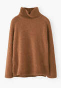 High-neck sweater, Caramel brown, webstill