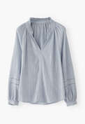 Frill-neck blouse, Chambray, webstill