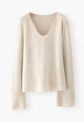 U-neck sweater, Ecru, webstill