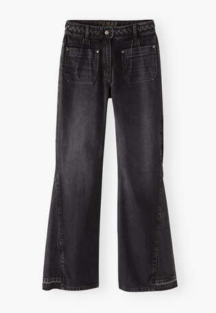 Mixed-wash flared jeans, Washed black, webstill