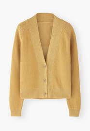 V-neck raglan cardigan, Butter yellow, webstill