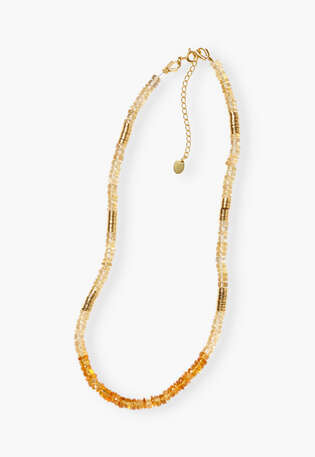 Beaded necklace, Amber gold, webstill