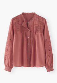 Lace pintuck blouse, Pink raspberry, webstill