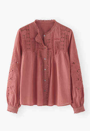 Lace pintuck blouse, Pink raspberry, webstill
