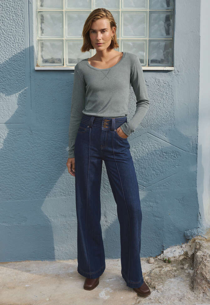 Scoop-neck top, Aqua grey, completeTheLook