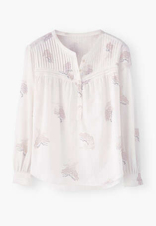 Printed blouse, Ecru, webstill