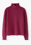 Ribbed roll-neck sweater, Magenta, webstill