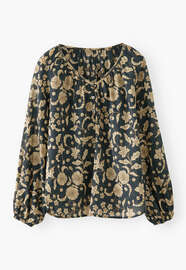 Printed blouse, Charcoal, webstill