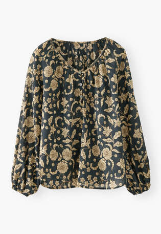 Printed blouse, Charcoal, webstill
