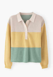 Piqu&eacute; striped rugby sweater, Ocean lemon, webstill