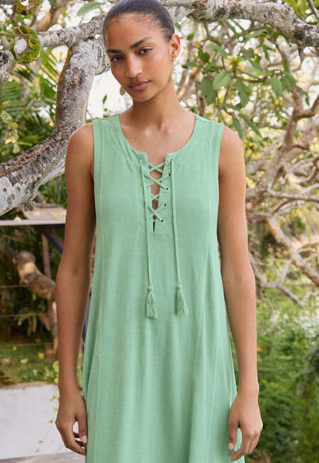 Lace-front jersey dress, Soft teal, completeTheLook