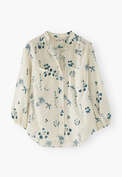 Printed boyfriend shirt, Petrol ecru, webstill